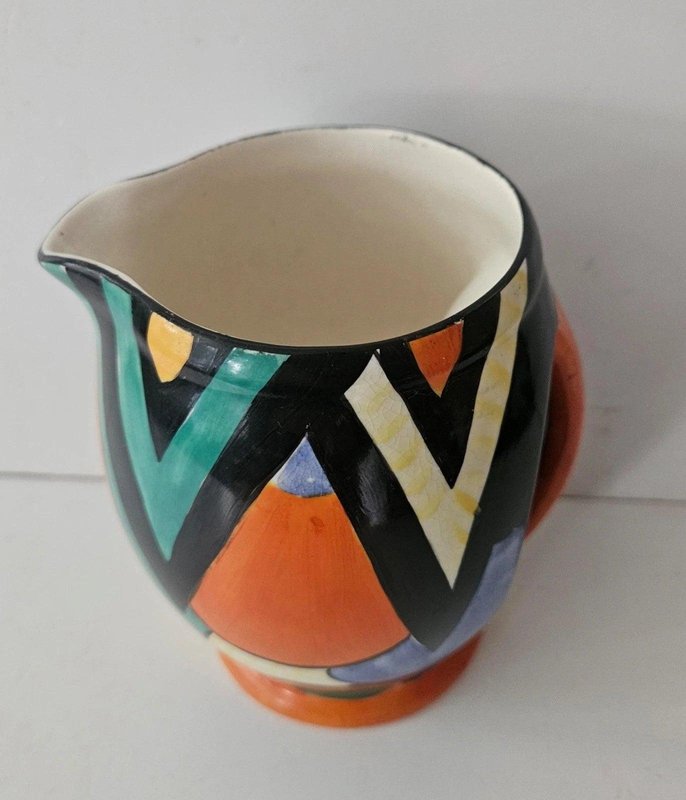 Art Deco Hand-Painted Geometric Jug by Enoch Boulton for Crown Devon ...