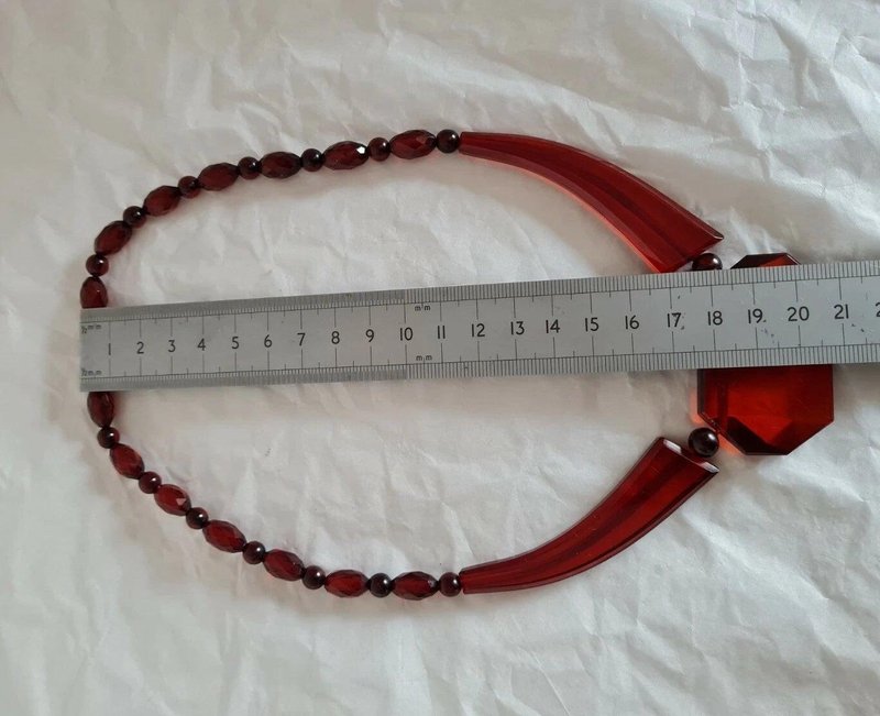 Antique Art Deco Cherry Amber Bakelite Bead Necklace, 1920 for sale at ...