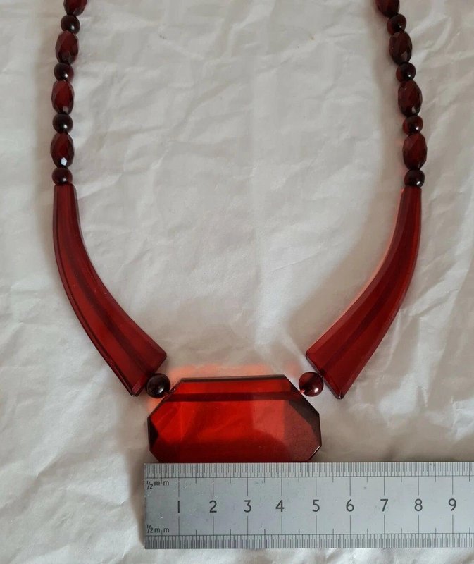 Antique Art Deco Cherry Amber Bakelite Bead Necklace, 1920 for sale at ...
