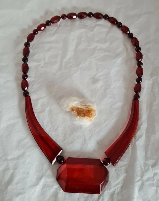 Antique Art Deco Cherry Amber Bakelite Bead Necklace, 1920 for sale at ...