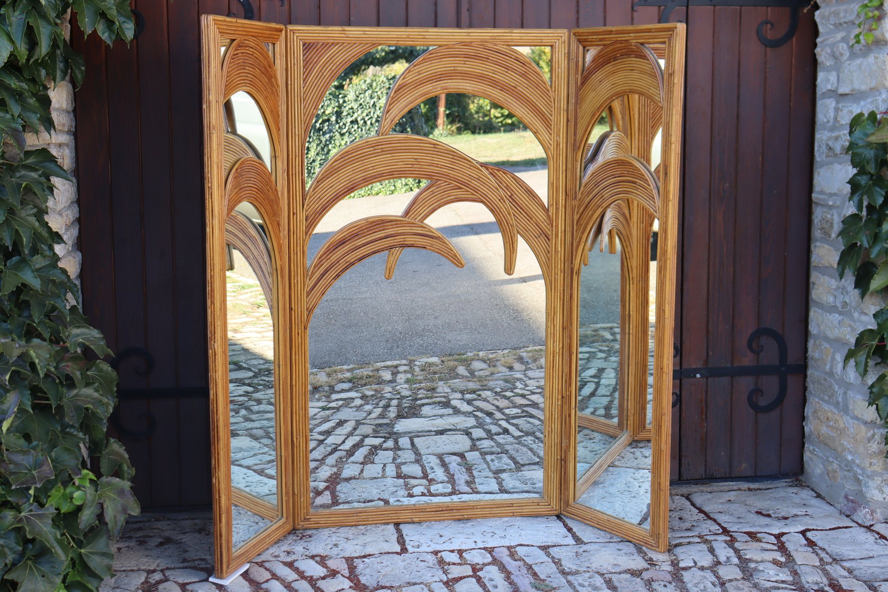 Bamboo Palm Tree Mirror Screen attributed to Vivai del Sud, Italy ...