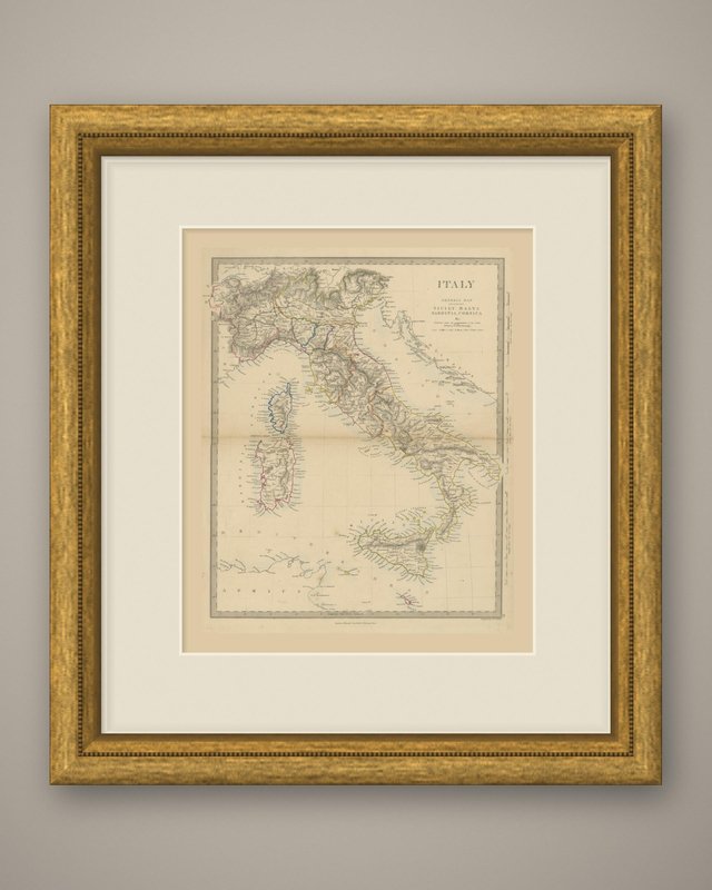 Italy Map Colored In Antique Map of Italy Before Unification, 1858 for sale at Pamono