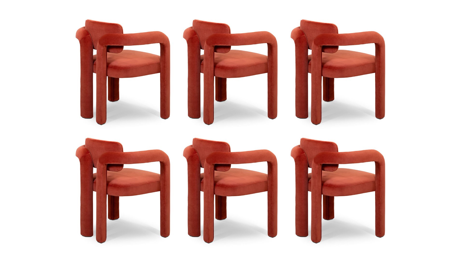Double Arch Dining Chairs in Crimson Red Cotton Velvet from ...