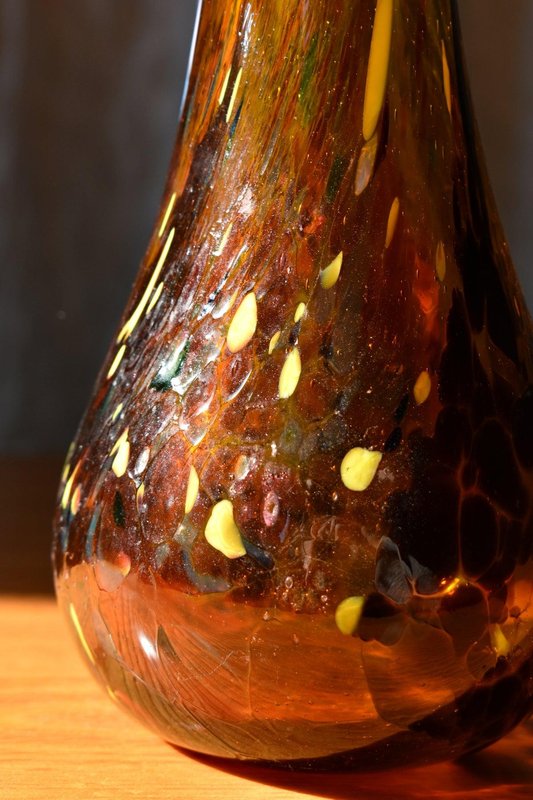 Free-Form Amber Art Glass Vase by Gyula Budveszel, Hungary, 1990s for ...