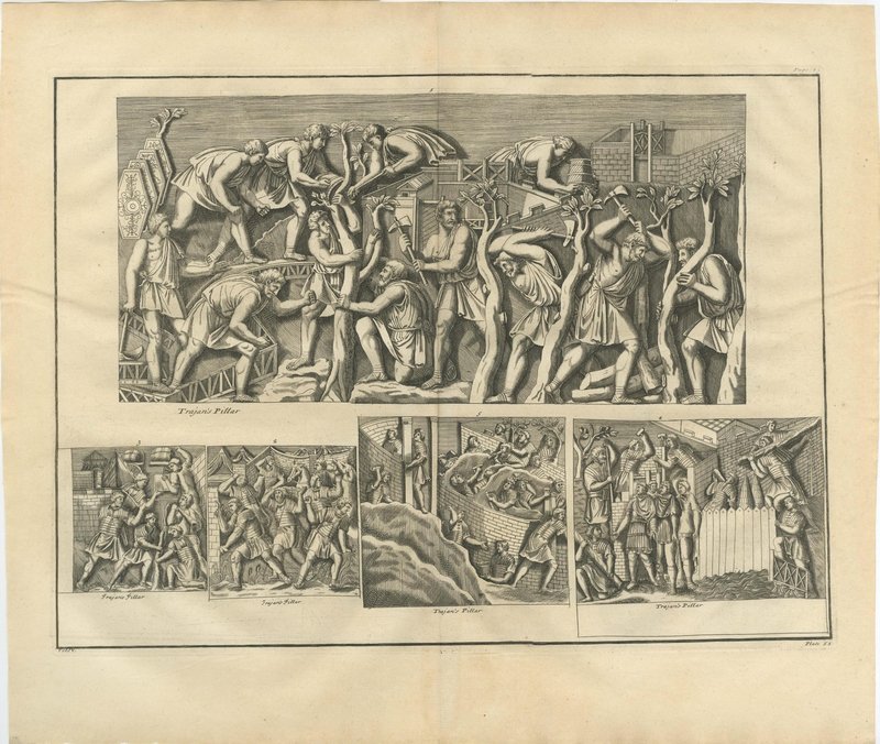 Coloum Rome Bernard de Montfaucon, Roman Legionaries Clearing Woodland and Raising ...
