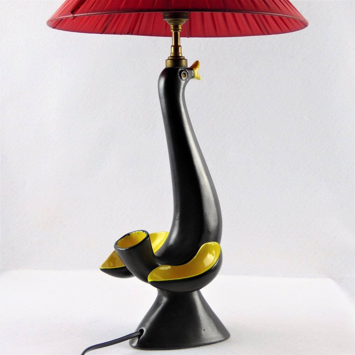 Schwarze Vintage Keramik Vogel Lampe 1950er Bei Pamono Kaufen