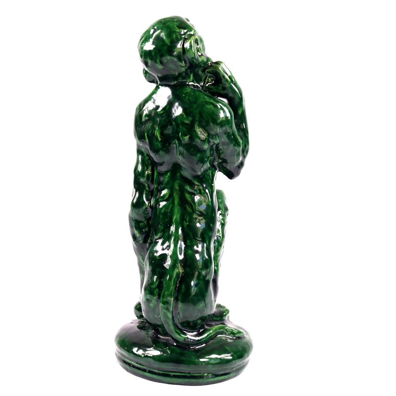 Simian Posturing Antique Art Pottery Monkey Figure by Arthur Craco, 1890s for sale at Pamono