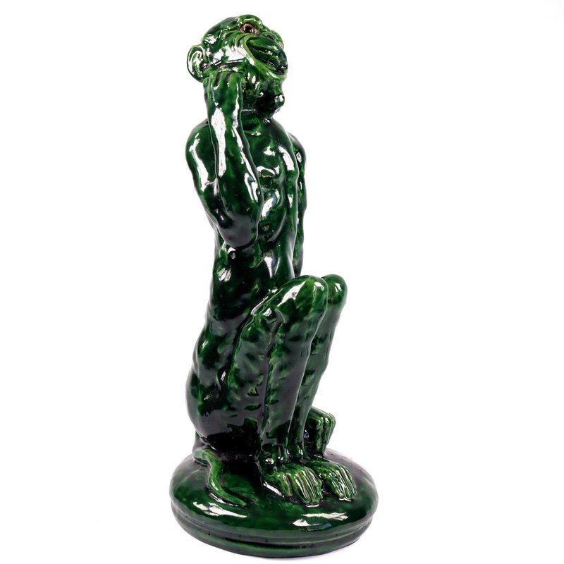 Simian Posturing Antique Art Pottery Monkey Figure by Arthur Craco, 1890s for sale at Pamono
