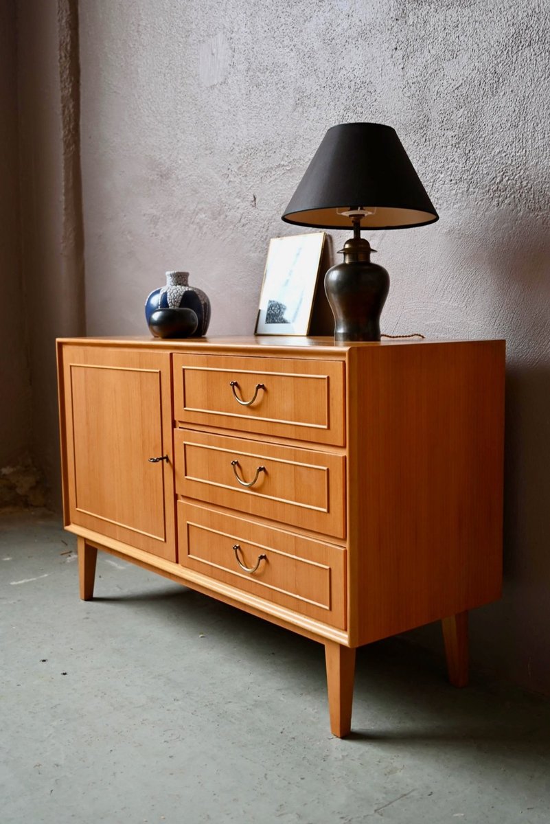 Small Vintage Scandinavian Sideboard in Light Oak, 1960s for sale at Pamono