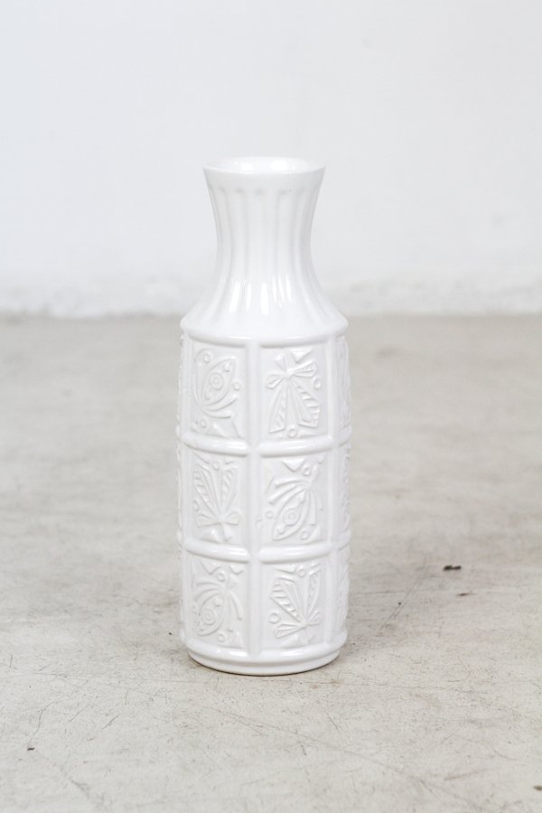 White Vase with Plant Motifs  from Bay Keramik  1960s for 