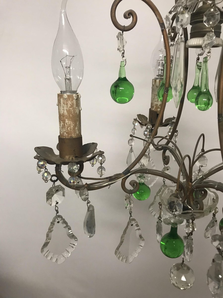 Lustre Vintage en Cristal avec Gouttes en Verre de Murano ...