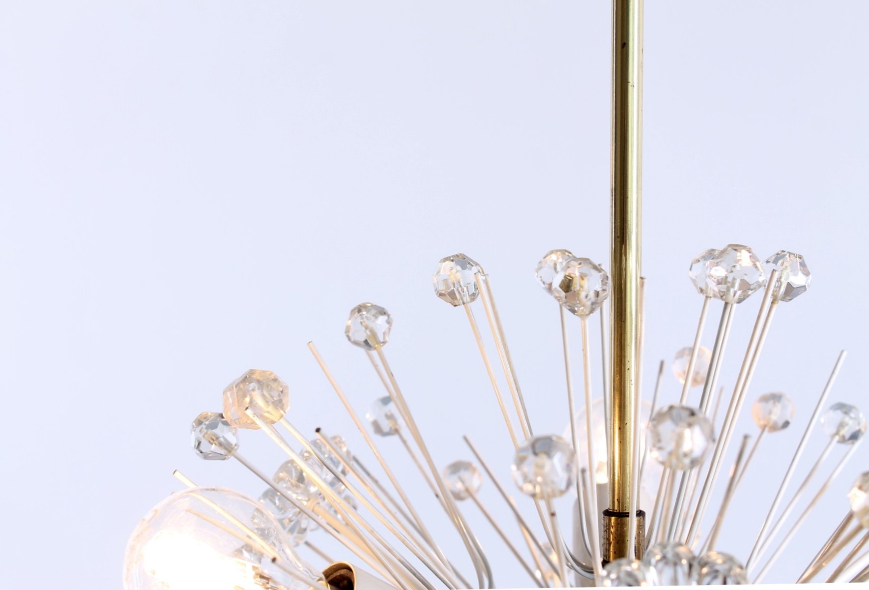 Vintage Dandelion Glass & Brass Chandelier by Emil Stejnar for Rupert