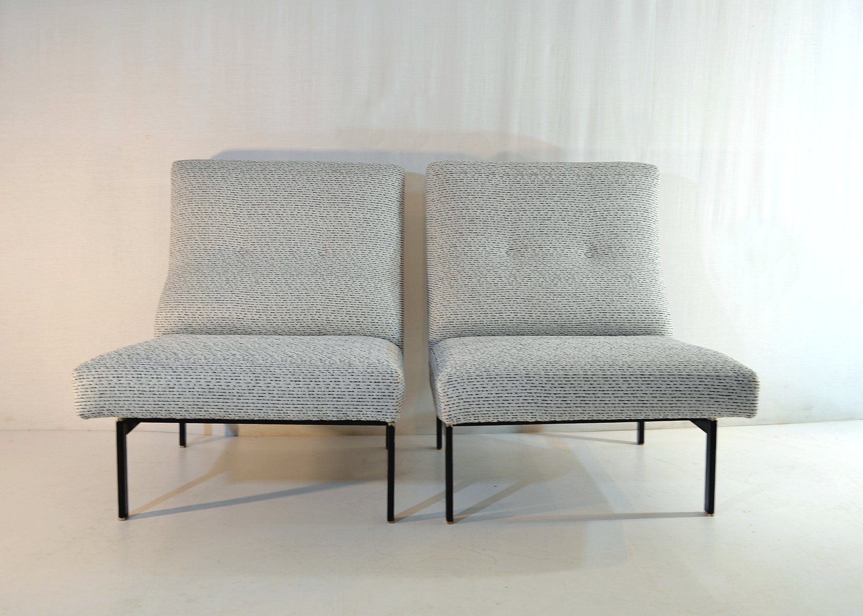 mid century italian slipper white lounge chairs set of 2 for sale