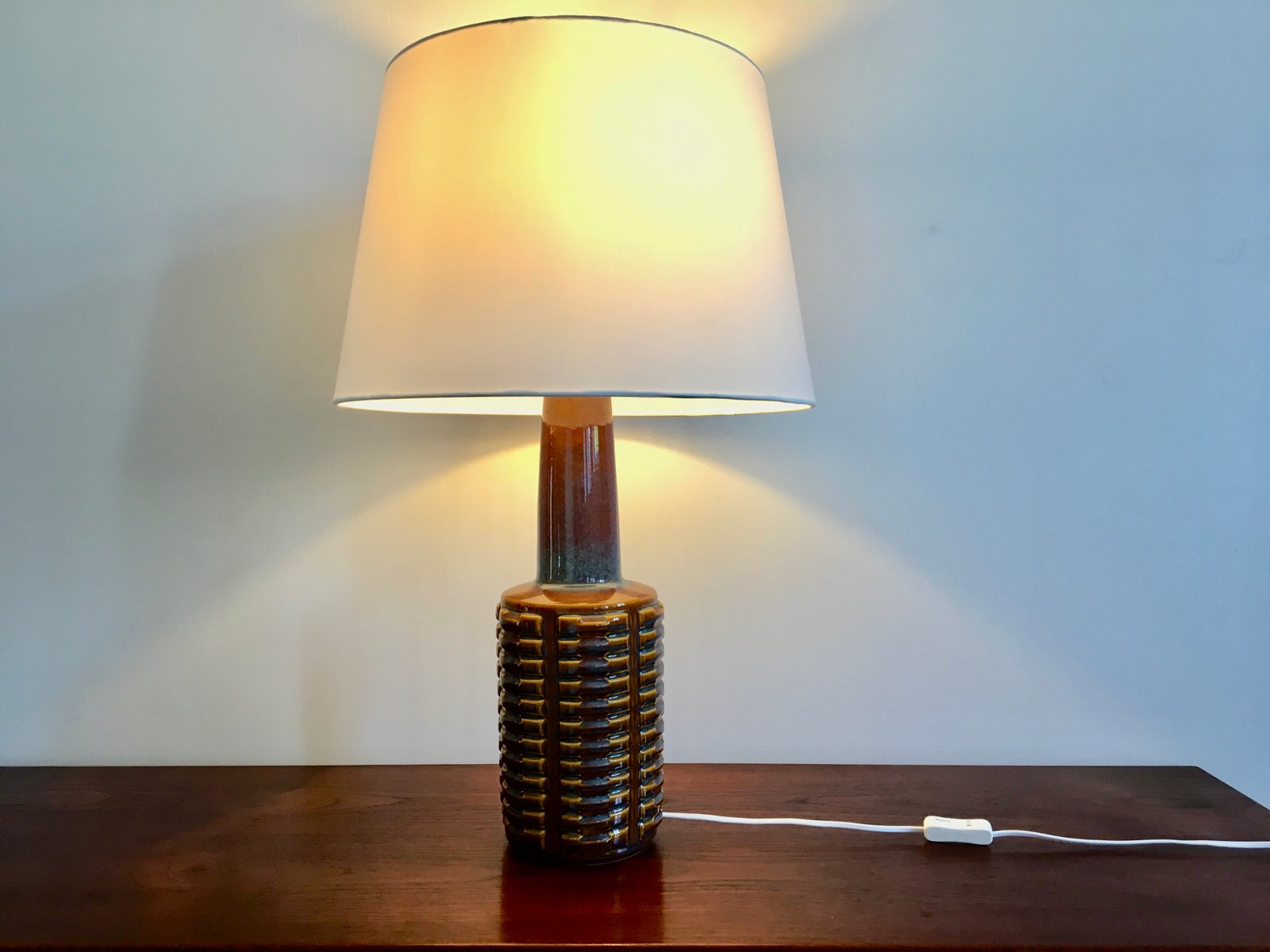 Danish Blue Yellow Ceramic Table Lamp By Einar Johansen For Soholm Danish Blue Yellow Ceramic Table Lamp By Einar Johansen For Soholm 1960s
