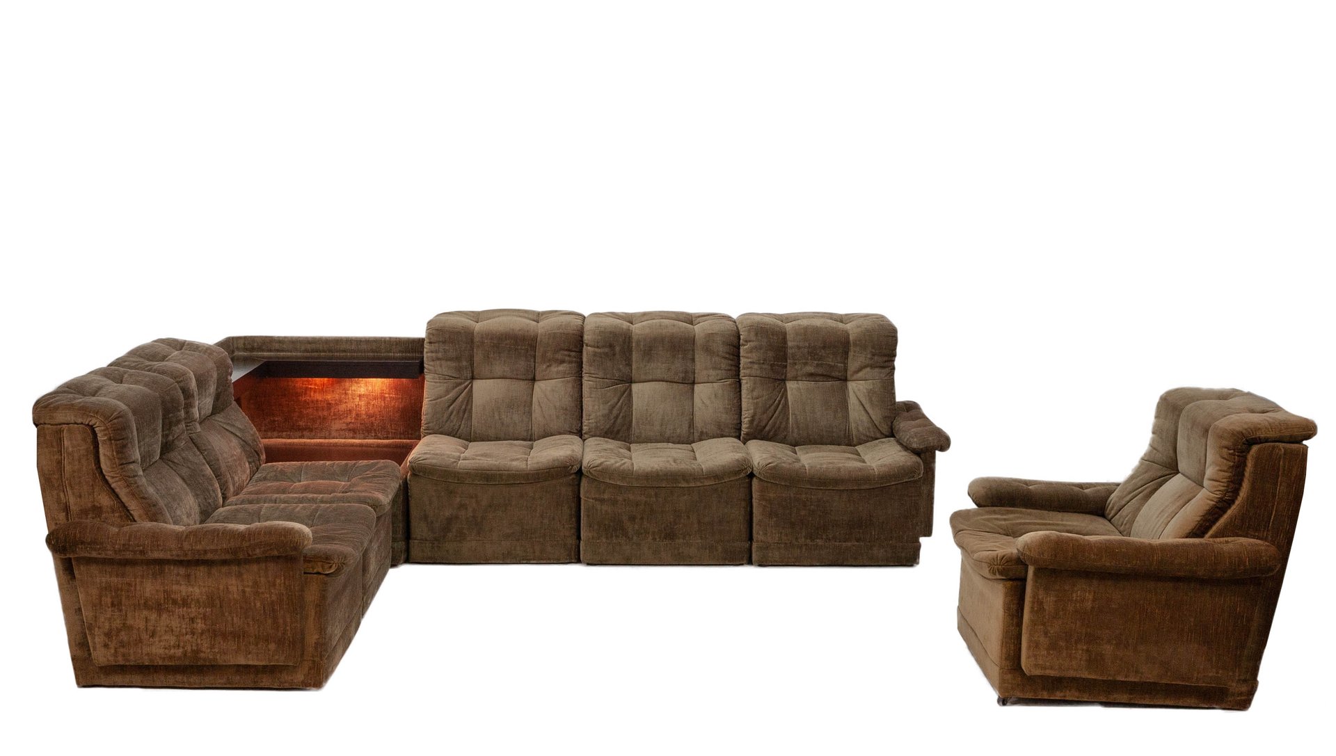 Green Velvet Sectional Sofa With Matching Lounge Chair 1960s For Green Velvet Sectional Sofa With Matching Lounge Chair 1960s