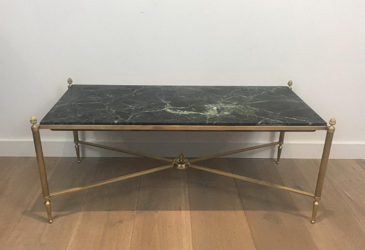 Coffee Table With Marble Top Drinker Bronze Br Coffee Table With Green Marble Top From Maison Bagués 1940s