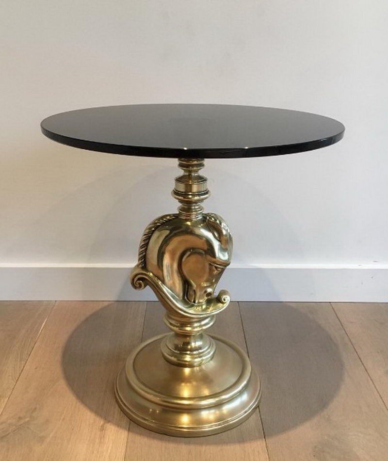 French Horse Head Round Brass Side Table 1960s For At Pamono French Horse Head Round Brass Side Table 1960s