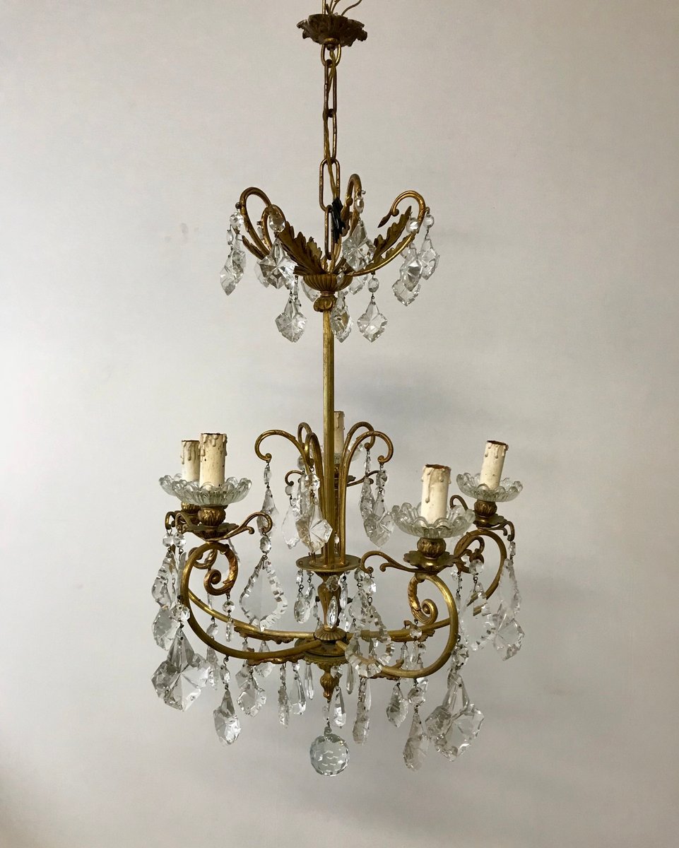 Vintage French Crystal Chandelier for sale at Pamono