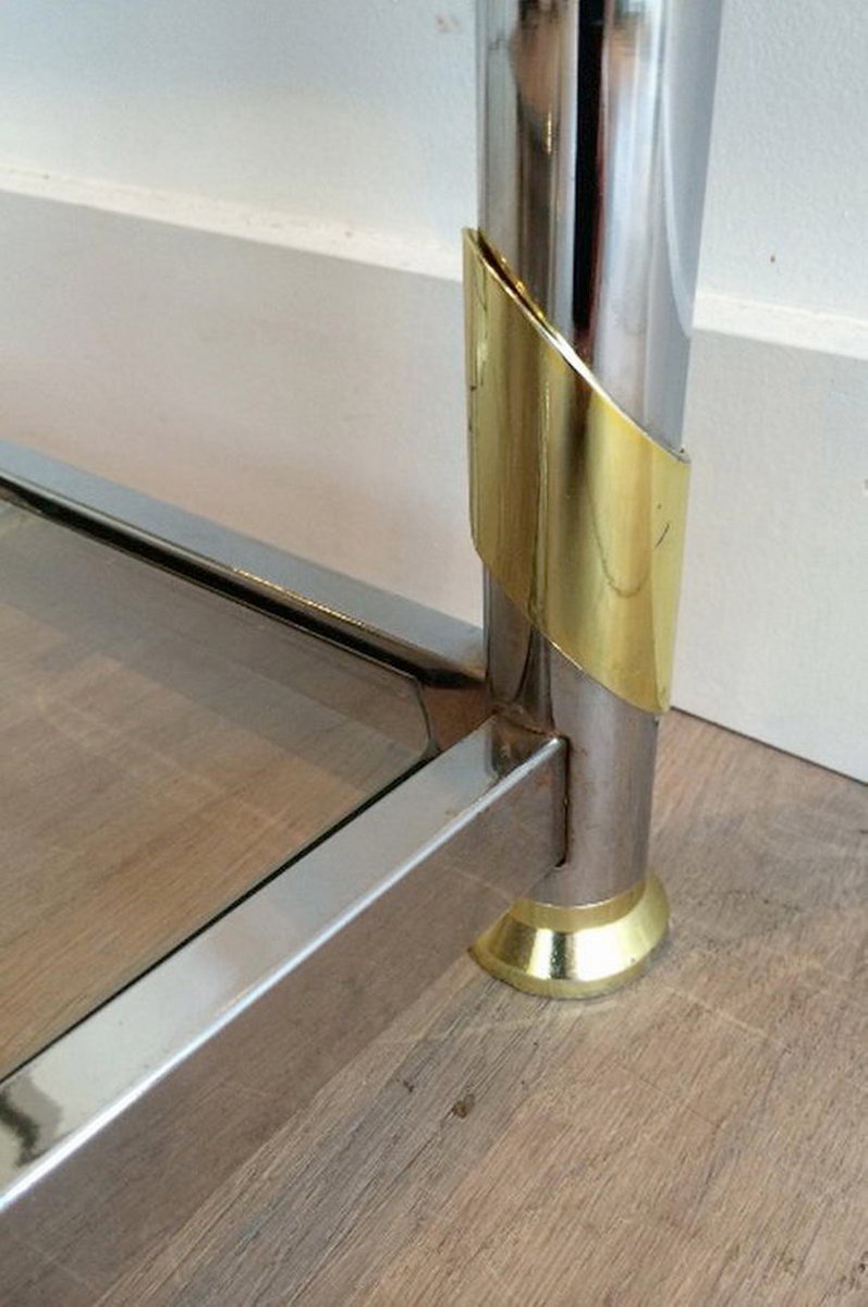 Vintage Couchtisch aus Chrom und vergoldetem Metall bei Pamono kaufen