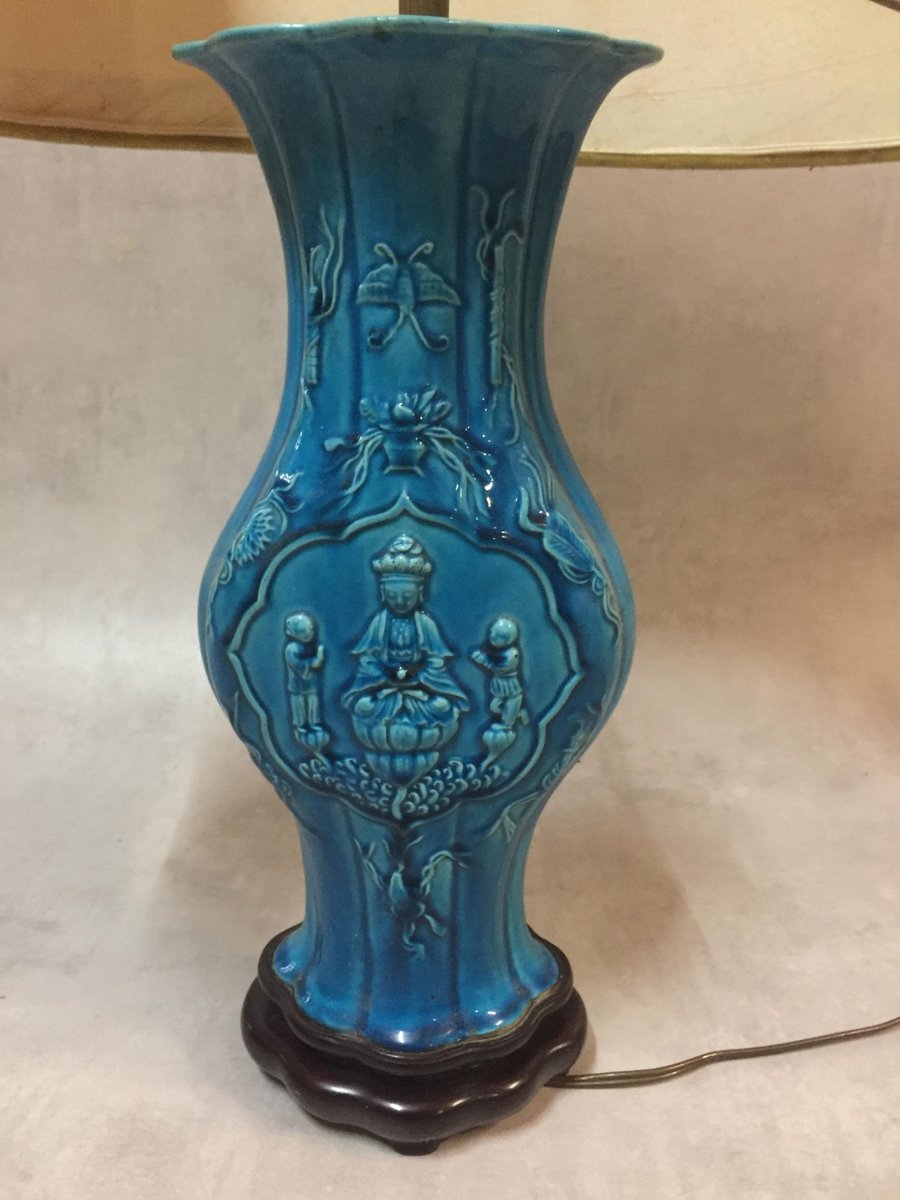 Large Antique Chinese Porcelain Table Lamp for sale at Pamono