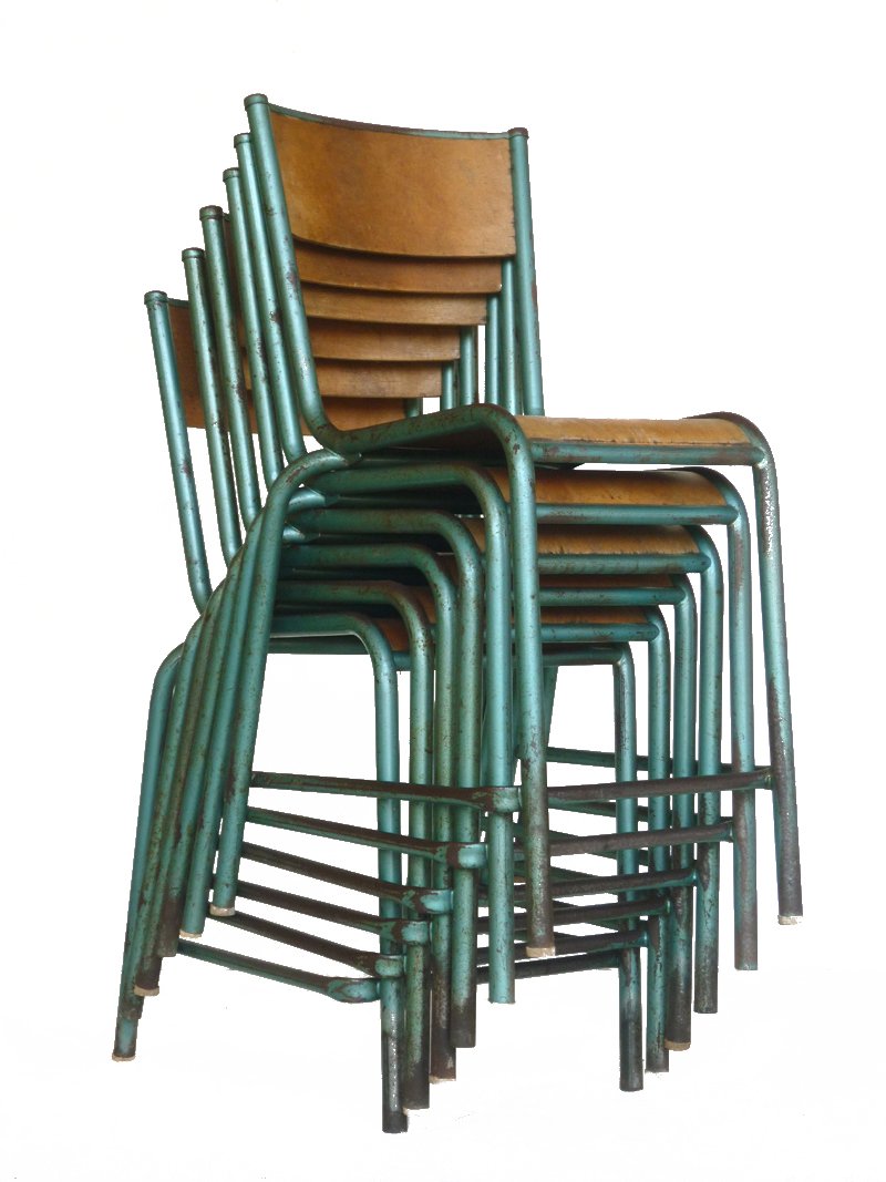 Vintage French Industrial Design Chairs, Set of 6 for sale at Pamono