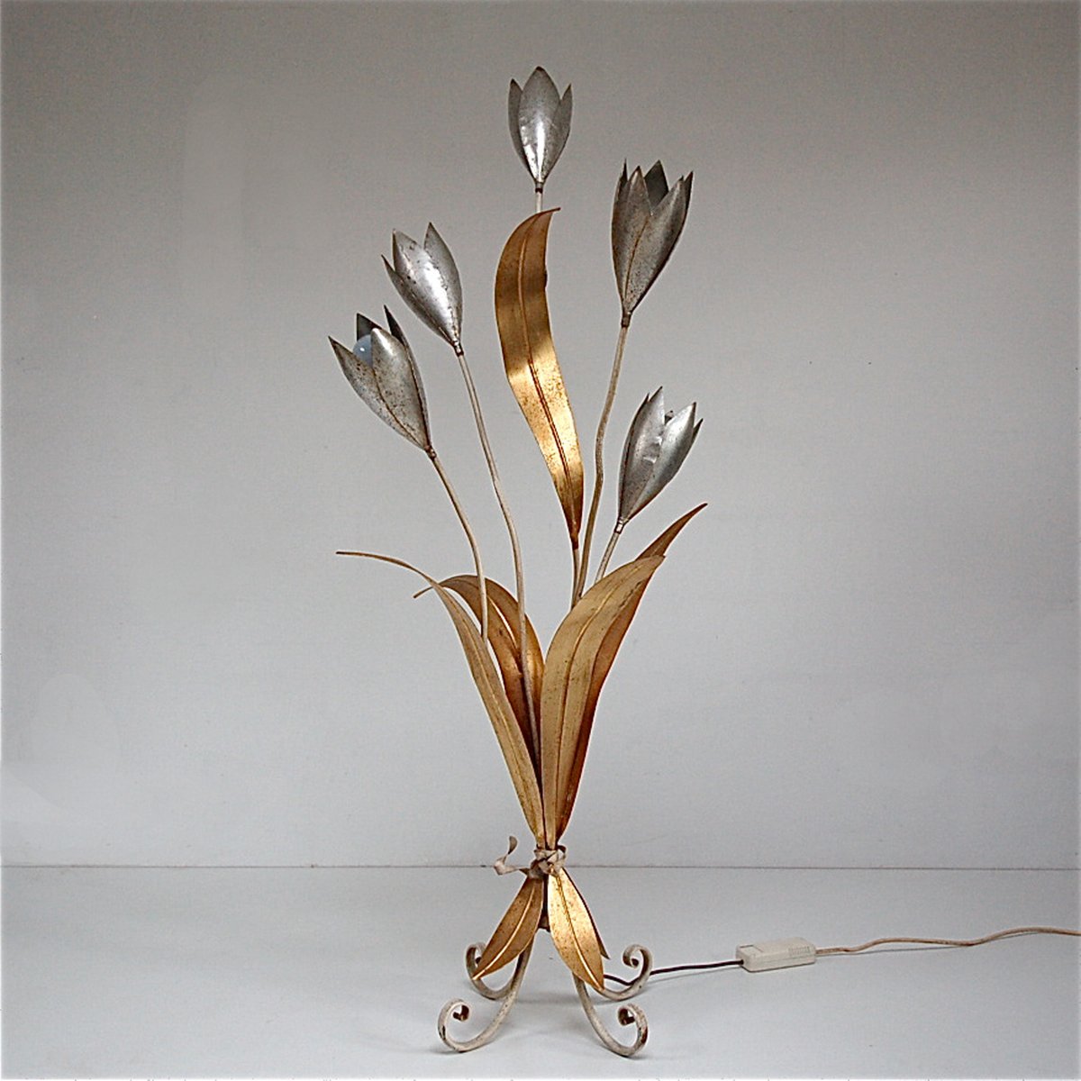 Gold And Silver Flower Floor Lamp 1970s For At Pamono Gold And Silver Flower Floor Lamp 1970s