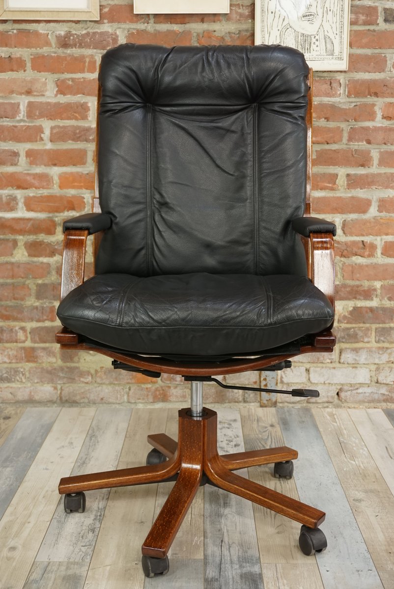 Swivel Office Chair In Leather Wood For At Pamono Swivel Office Chair In Leather Wood 16 1 199 00 Price Per Piece
