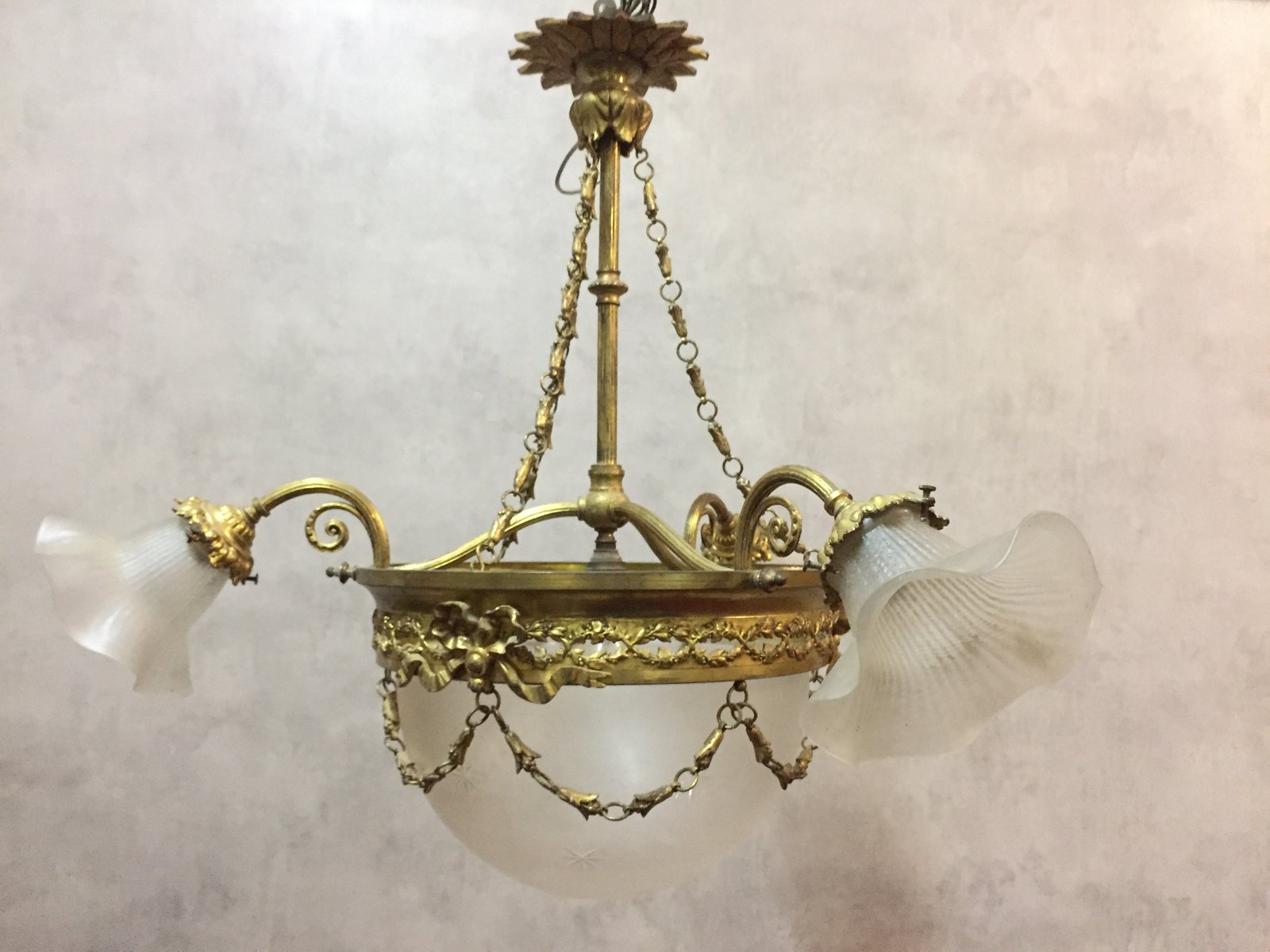 Art Nouveau Sandblasted Chandelier For At Pamono Art Nouveau Sandblasted Chandelier