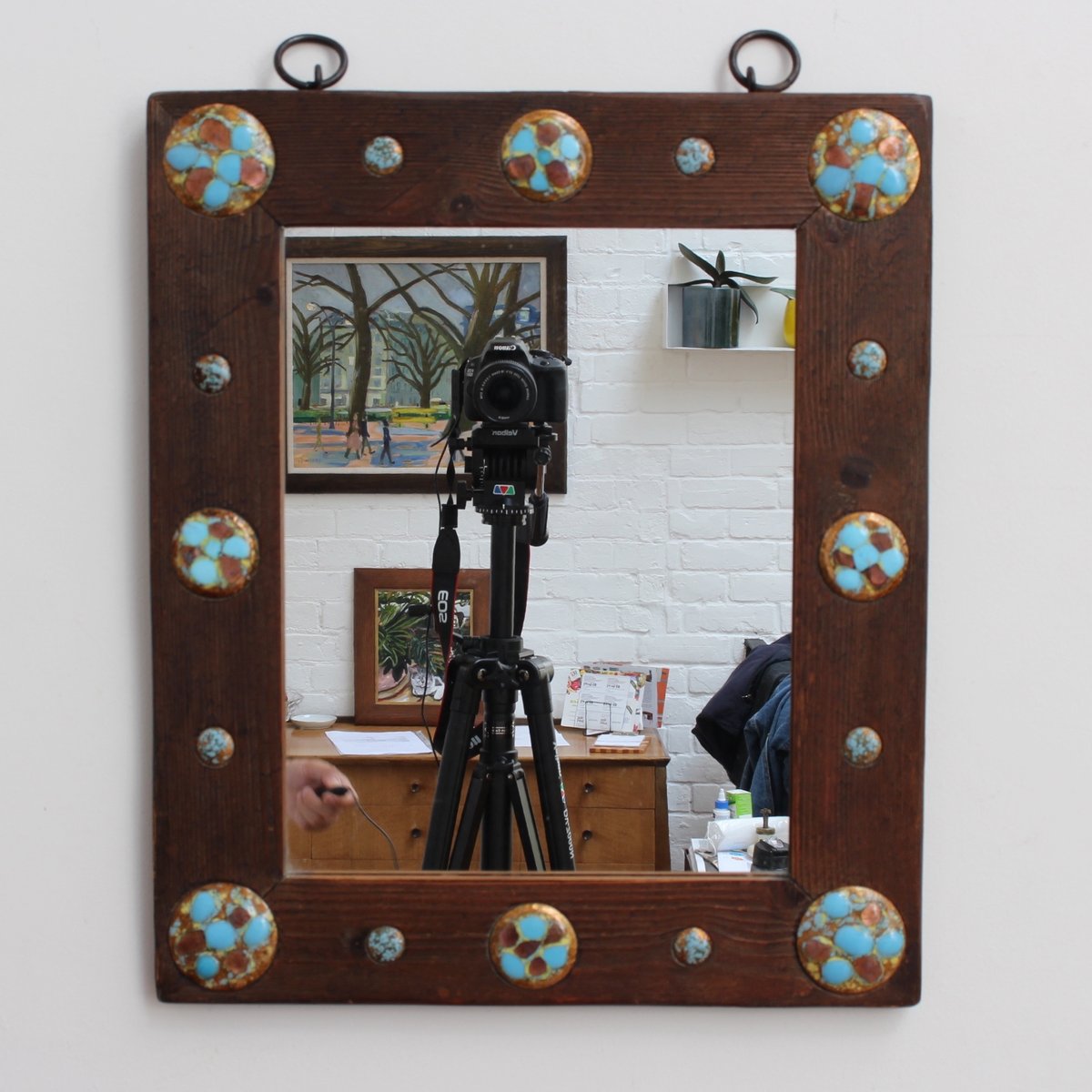 vintage wood mirror wall mounted vintage wooden mirror with enamel and copper decoration by capo esmaltes holiday sale vintage wood mirror wall mounted vintage wooden mirror with enamel and copper decoration by capo esmaltes holiday sale