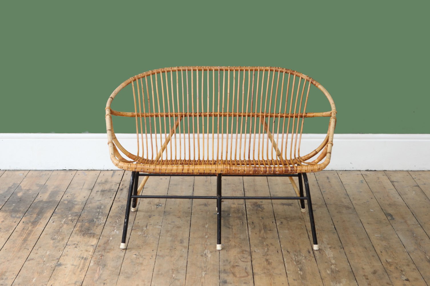 Vintage Rattan Bamboo 2 Seater Sofa From Rohé Noordwolde For Vintage Rattan Bamboo 2 Seater Sofa From Rohé Noordwolde