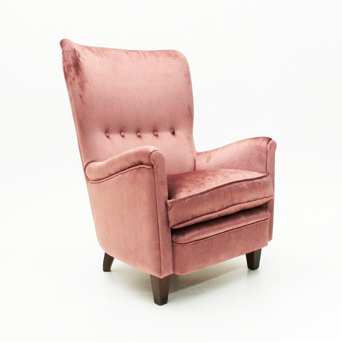 Italian Pink Velvet Lounge Chair, 1950s for sale at Pamono