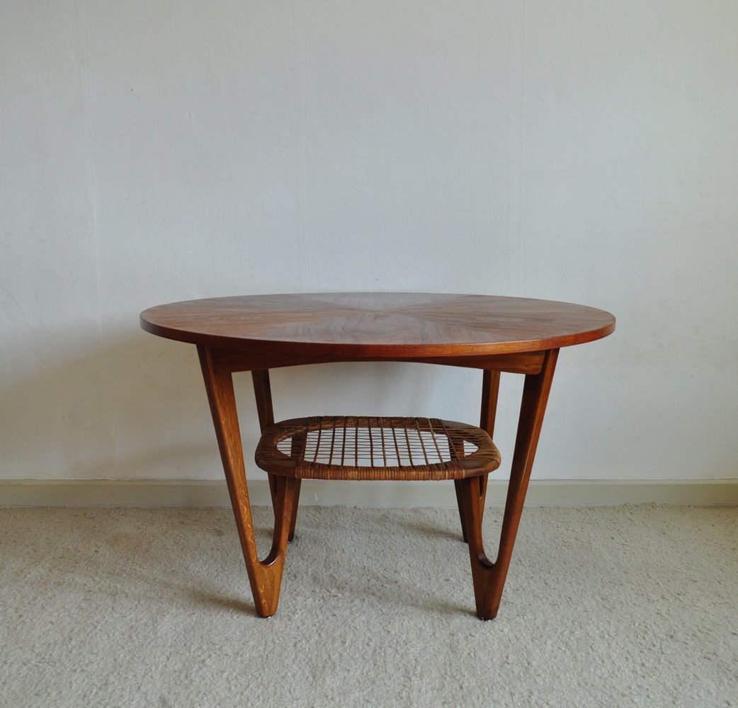 Mid Century Teak Coffee Table With Caned Rack By Kurt Østervig For Mid Century Teak Coffee Table With Caned Rack By Kurt Østervig
