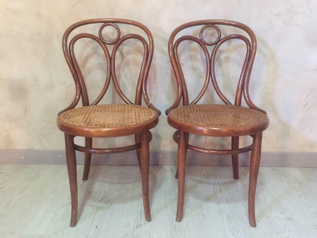Antique Cane Dining Chairs From Thonet, 1900s, Set Of 2 For Sale At Antique Cane Dining Chairs from Thonet, 1900s, Set of 2 - Antique Cane Dining Chairs From Thonet, 1900s, Set Of 2 For Sale At