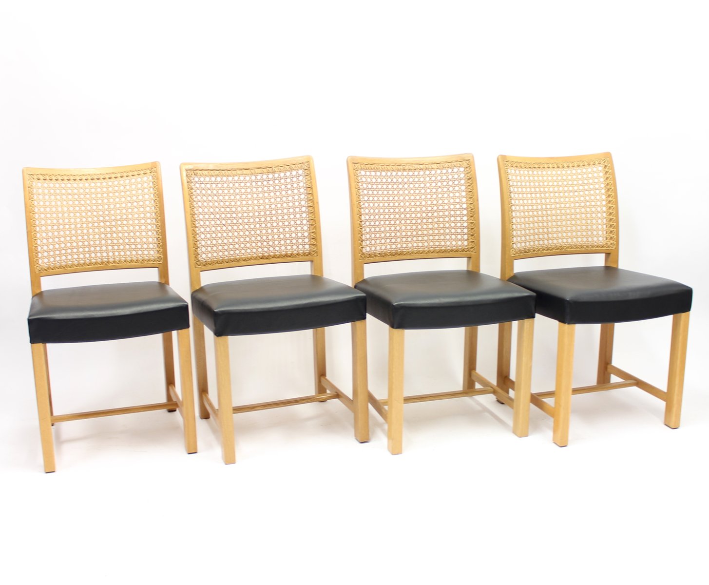 Finnish Oak, Leather & Cane Dining Chairs by Carl Gustaf Hiort af Ornäs