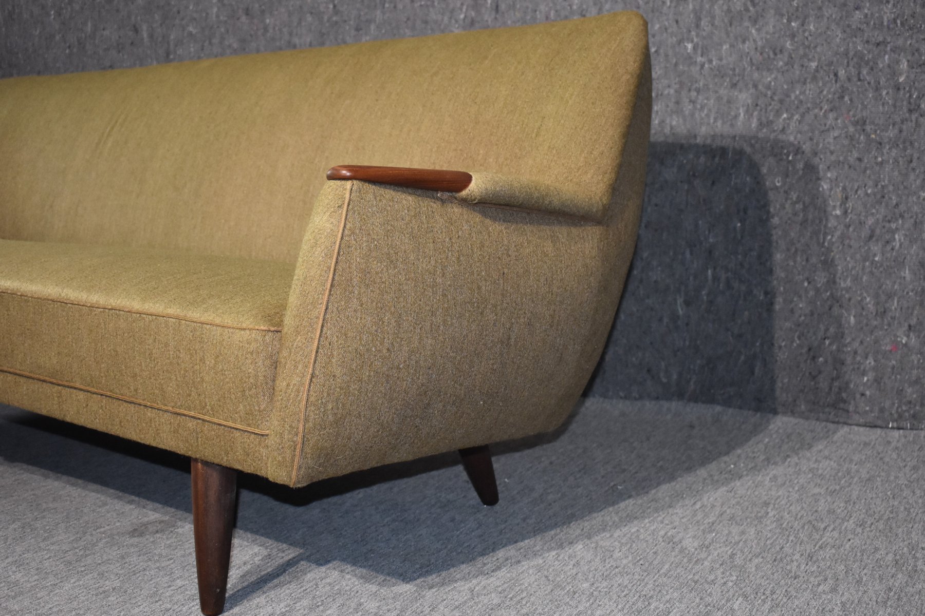 Mid Century Modern Danish Sofa In Green Wool And Teak 1960s For Price Per Piece