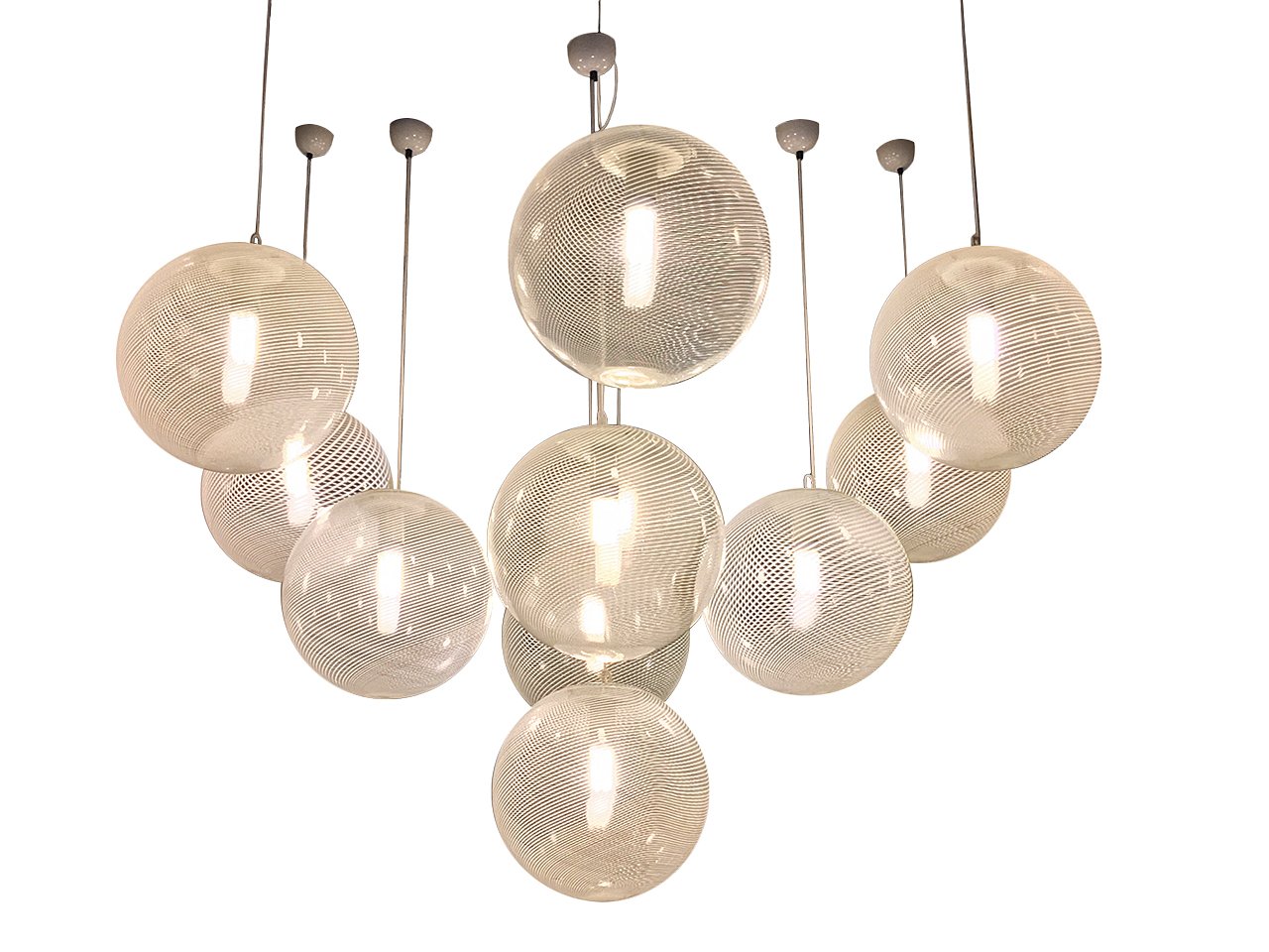 Lampade a sospensione vintage in vetro di Murano di Paolo Venini, set