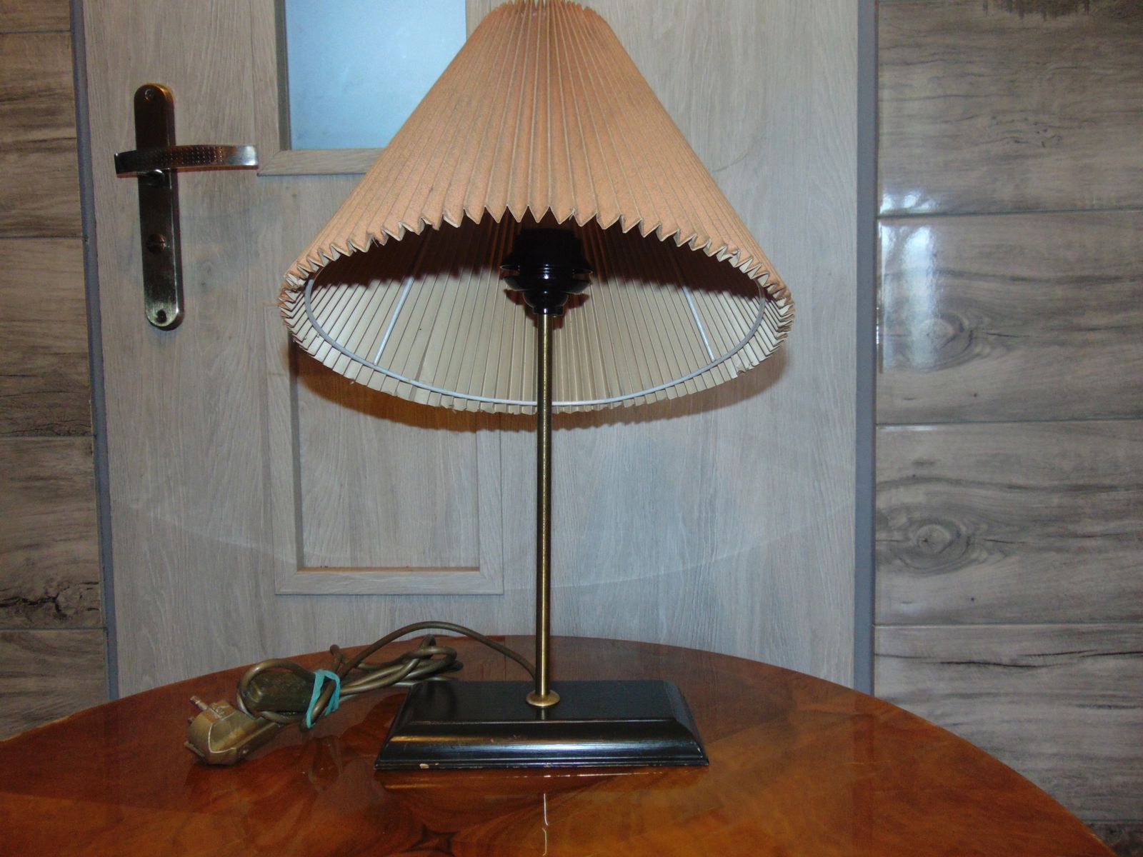 Pleated Teak Table Lamp 1950s For At Pamono Pleated Teak Table Lamp 1950s