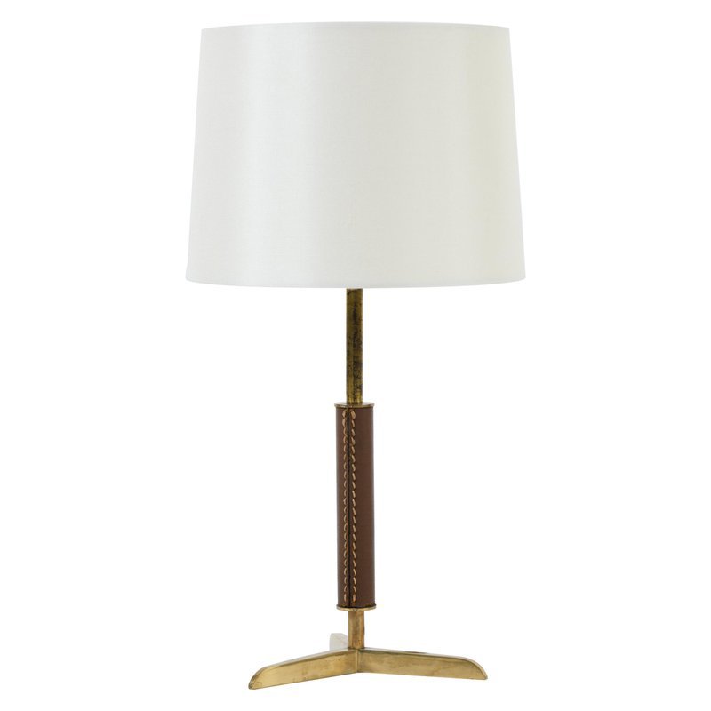 Brass And Brown Leather Table Lamp 1950s For At Pamono Brass And Brown Leather Table Lamp 1950s