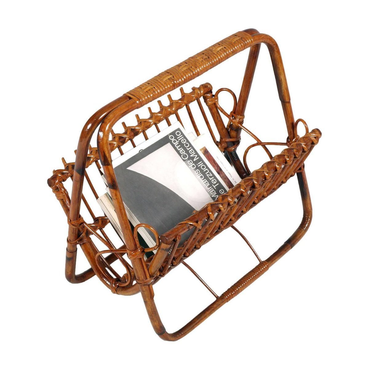 MidCentury Bamboo & Rattan Magazine Rack for sale at Pamono