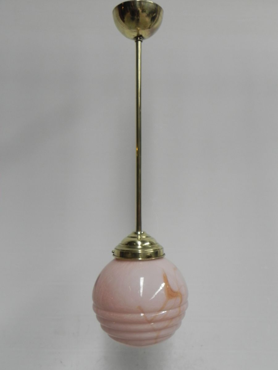 Art Deco Hanging Lamp With Pink Glass Ball For At Pamono Art Deco Hanging Lamp With Pink Glass Ball