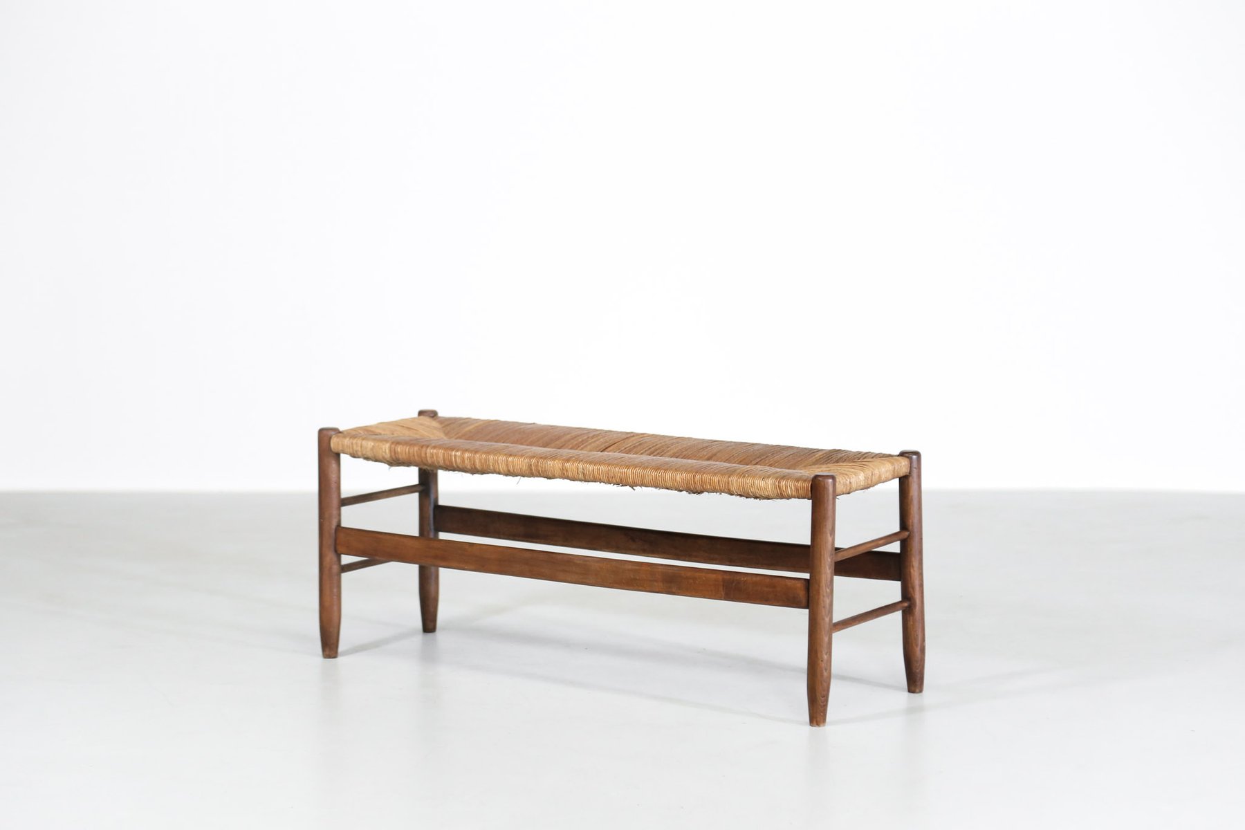 French Bench With Woven Rush Seat 1950s For Sale At Pamono