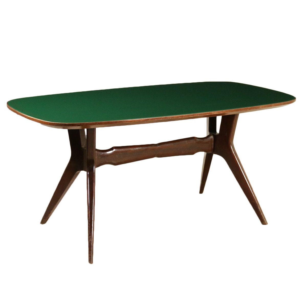 Mesa de comedor italiana vintage de madera teñida y vidrio retro en ... Mesa de comedor italiana vintage de madera teñida y vidrio retro en ...