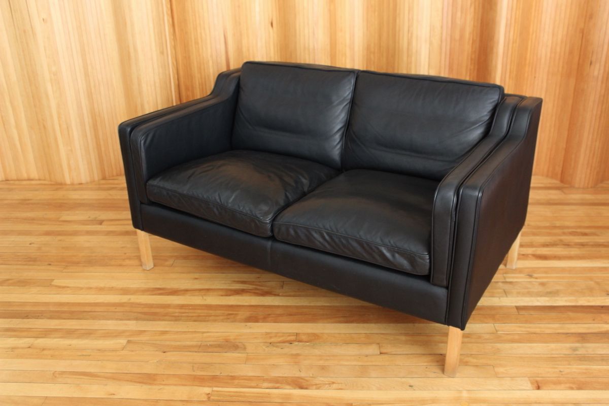 Black Two Seater Leather Sofa From Stouby 1970s For At Pamono Black Two Seater Leather Sofa From Stouby 1970s 9 1 431 00 Price Per Piece