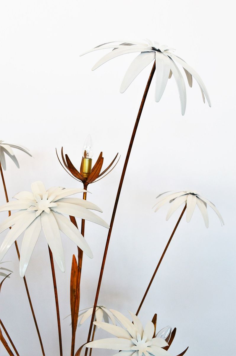 Vergoldete Vintage Stehlampe mit Blumen von Hans Kögl, 1970er bei