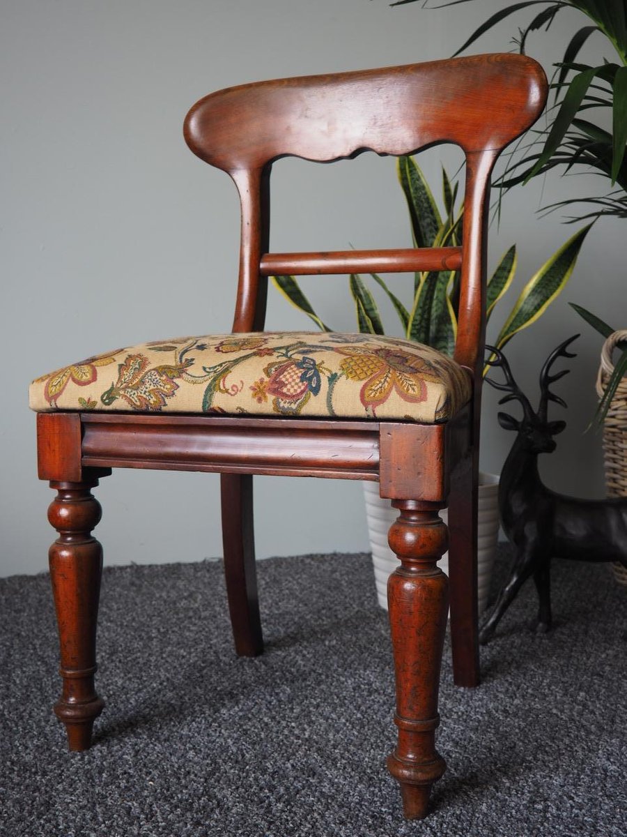 Silla de comedor victoriana de caoba con tapicería floreada en venta ... Silla de comedor victoriana de caoba con tapicería floreada en venta ...