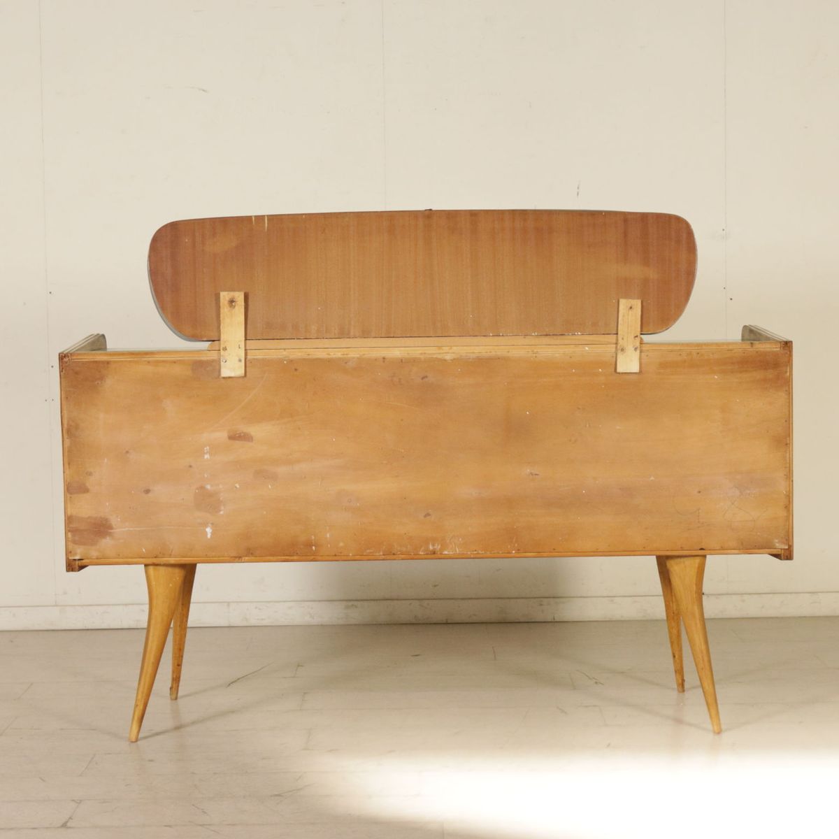 Italian Zebrawood Retro Treated Glass Buffet With Mirror 1950s En Italian Zebrawood Retro Treated Glass Buffet With Mirror 1950s En