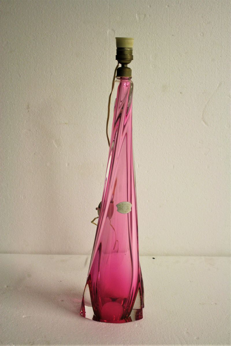 Large Pink Crystal Table Lamp From Val Saint Lambert 1960s For Per Piece