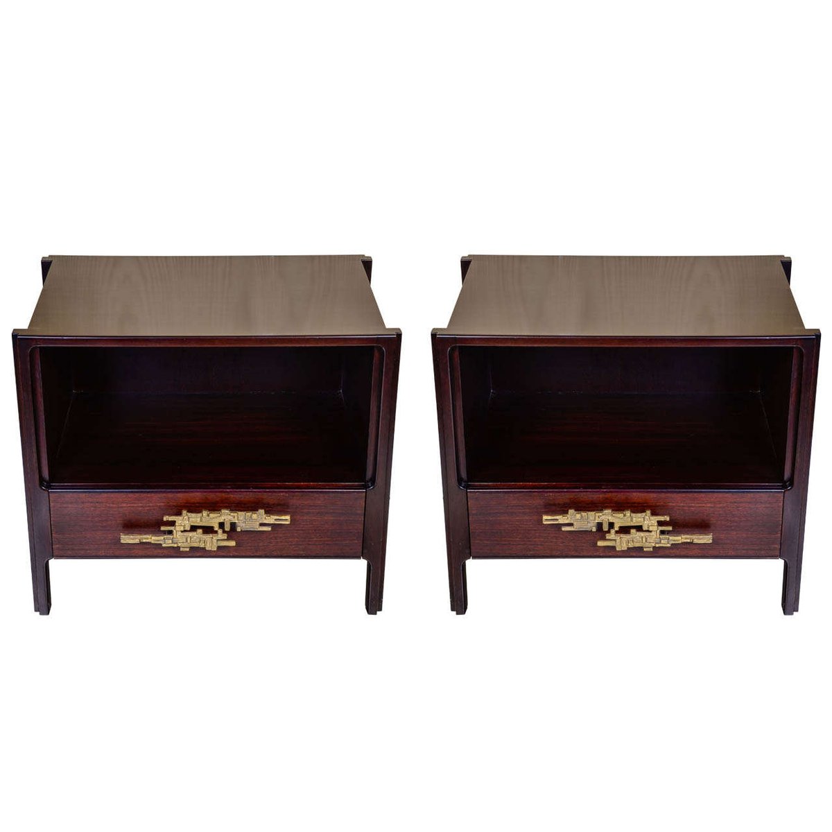 Vintage Brass & Rosewood Nightstands, Set of 2 for sale at Pamono