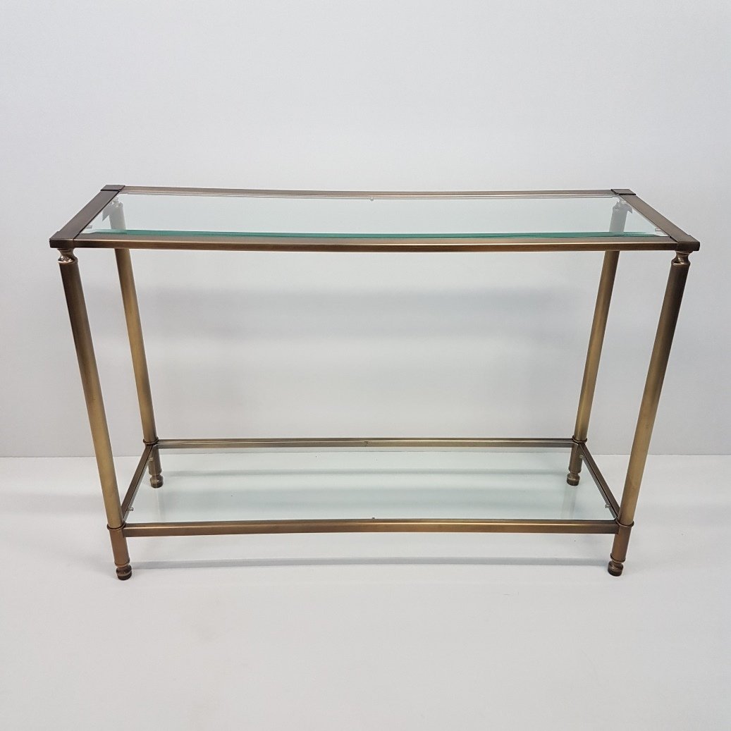 Brass glass console table 1980s