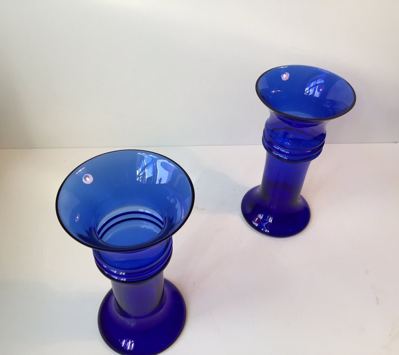 Cobalt Blue Glass Vases by Michael E. Bang for Holmegaard, 1980s, Set